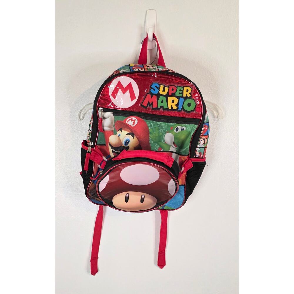Super Mario Bros 16" Kids Double Back Pack Padded Shoulder Straps NWOT